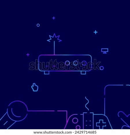 Router, internet gradient line vector icon, simple illustration on a dark blue background, gadgets related bottom border.