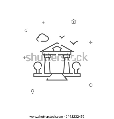 Gazebo on the sea, resort simple vector line icon. Symbol, pictogram, sign isolated on white background. Editable stroke. Adjust line weight.