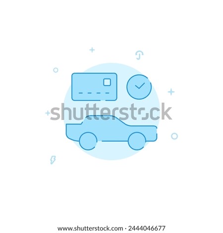 Car sharing service vector icon. Flat illustration. Filled line style. Blue monochrome design. Editable stroke. Adjust line weight.