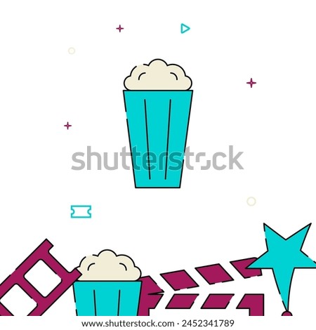 Popcorn portion filled line vector icon, simple illustration, related bottom border.
