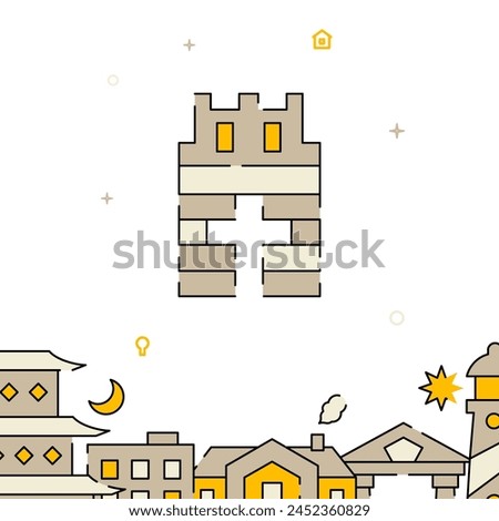 Watch tower filled line vector icon, simple illustration, related bottom border.