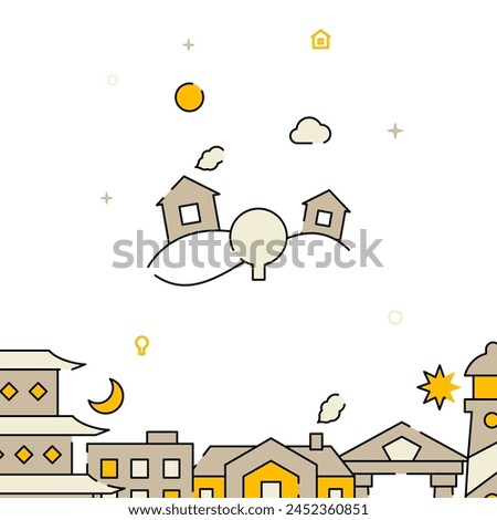 Countryside, hills filled line vector icon, simple illustration, related bottom border.