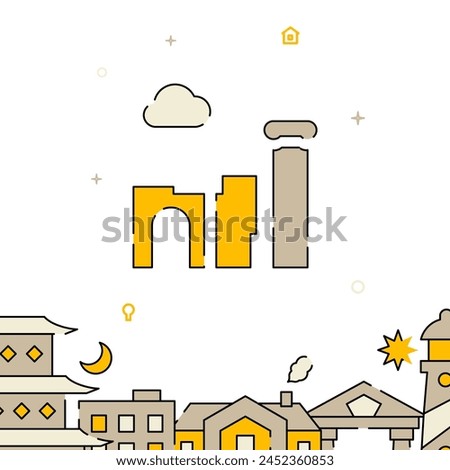 Antique ruins filled line vector icon, simple illustration, related bottom border.