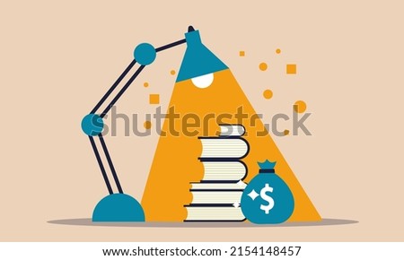 Bank graduation money and school learn student. Stack earn to knowledge degree and education debt vector illustration concept. Scholarship university and learning book. Study diploma and budget save