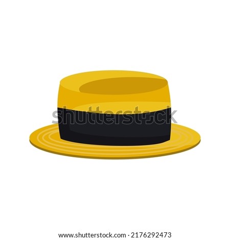 Boater hat vector fashion accessory illustration icon. Straw cap isolated white and retro head clothing with ribbon. Vintage wear style for man and woman. Costume drawing gentleman and summer cartoon