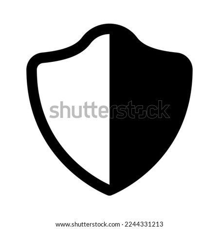 Shield half icon line isolated on white background. Black flat thin icon on modern outline style. Linear symbol and editable stroke. Simple and pixel perfect stroke vector illustration.