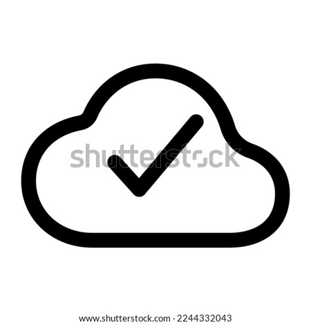 Cloud done icon line isolated on white background. Black flat thin icon on modern outline style. Linear symbol and editable stroke. Simple and pixel perfect stroke vector illustration.
