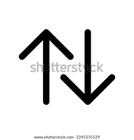 Swap vertical arrow icon line isolated on white background. Black flat thin icon on modern outline style. Linear symbol and editable stroke. Simple and pixel perfect stroke vector illustration
