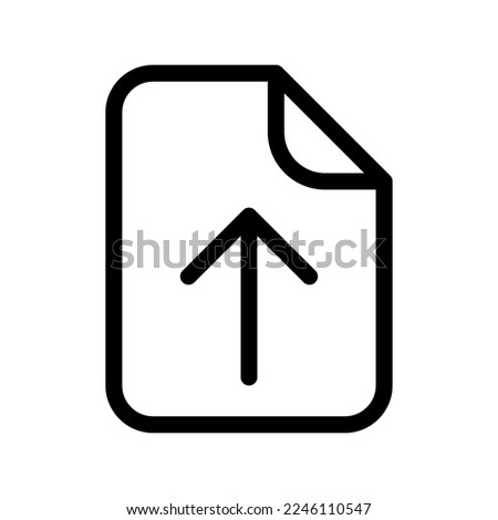 Upload file icon line isolated on white background. Black flat thin icon on modern outline style. Linear symbol and editable stroke. Simple and pixel perfect stroke vector illustration