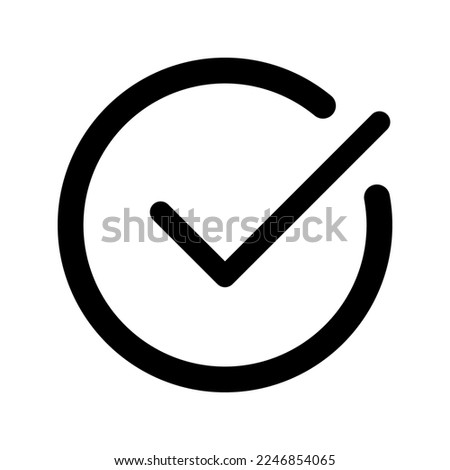 Check mark icon line isolated on white background. Black flat thin icon on modern outline style. Linear symbol and editable stroke. Simple and pixel perfect stroke vector illustration.