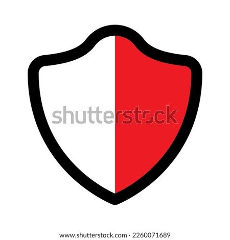 Shield half icon line isolated on white background. Black flat thin icon on modern outline style. Linear symbol and editable stroke. Simple and pixel perfect stroke vector illustration.