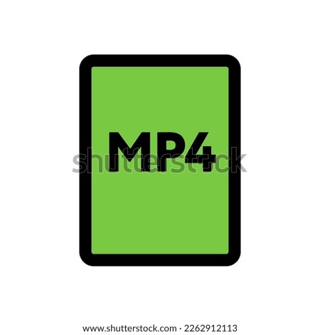 MP4 file icon line isolated on white background. Black flat thin icon on modern outline style. Linear symbol and editable stroke. Simple and pixel perfect stroke vector illustration.