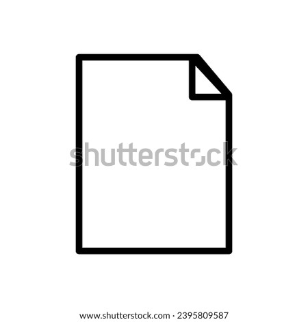 Vector icon document file and page symbol. Paper sign for business office design element. Computer blank data line. Outline shape form and message pictogram