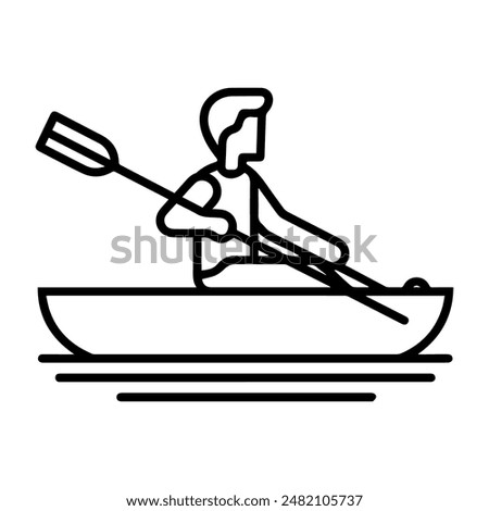 rowing icon or modern line symbol. Vector line art and icon design with bold outline. Black and white Pixel Perfect minimalistic symbol isolated white background. Silhouette simple thin sign