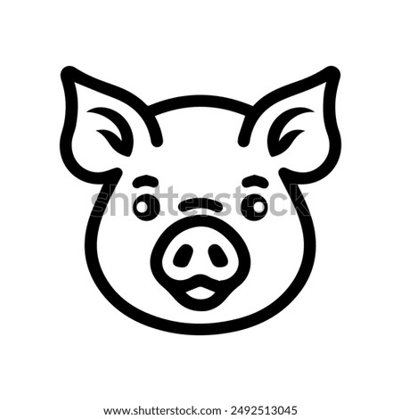 Pig icon or modern line symbol. Vector line art and icon design with bold outline. Black and white Pixel Perfect minimalistic symbol isolated white background. Silhouette simple thin sign