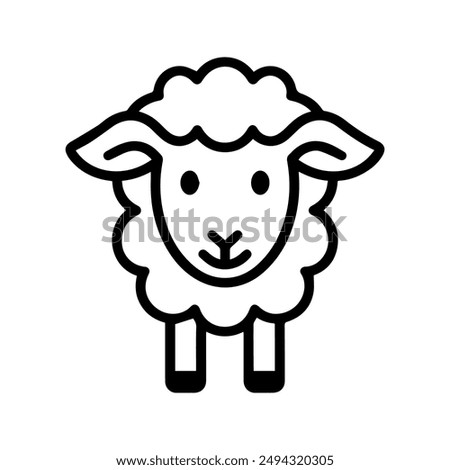 Sheep icon or modern line symbol. Vector line art and icon design with bold outline. Black and white Pixel Perfect minimalistic symbol isolated white background. Silhouette simple thin sign