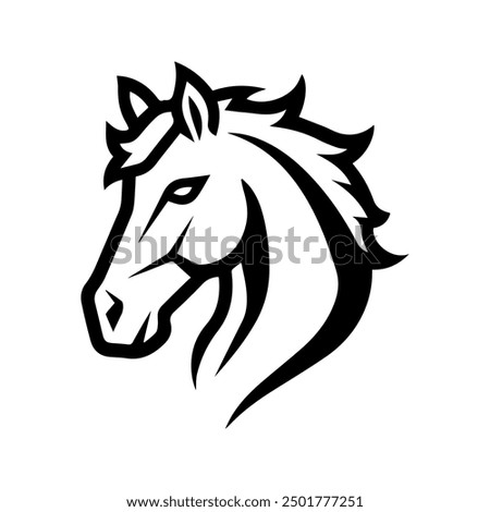 horse icon or modern line symbol. Vector line art and icon design with bold outline. Black and white Pixel Perfect minimalistic symbol isolated white background. Silhouette simple thin sign