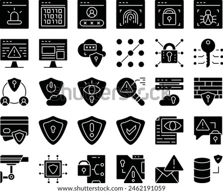Security Apps fill icon set flat design illustration stock