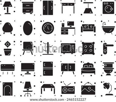 Furniture fill icon set vector design illustration stock