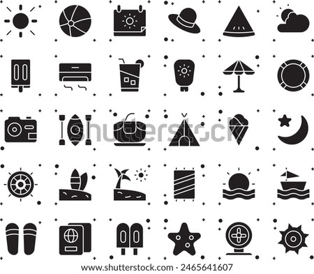 Summer beach fill icon set design illustration stock