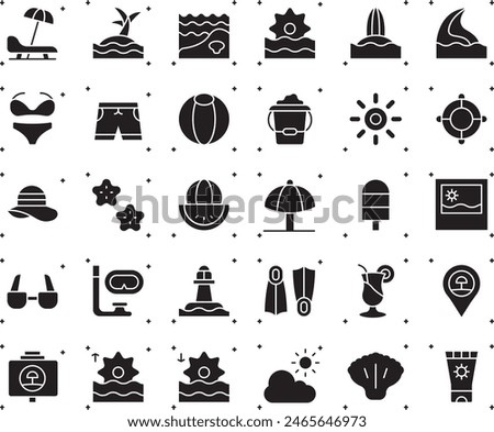 Beach fill icon set design illustration stock