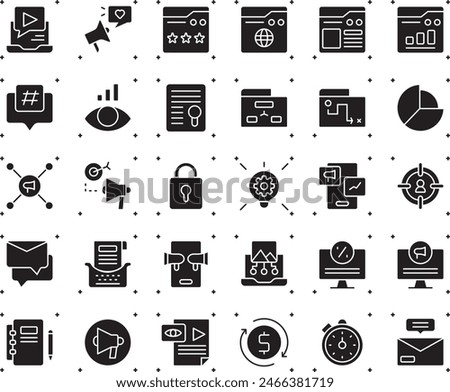 Digital Marketing fill icon set vector design illustration stock