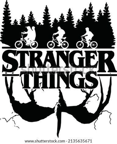 Stranger Things Banner Logo Silhoeutte vector. Stranger Things Banner Black and White vector. Сток-фото © 