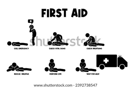 First aid icon set. Simple set of first aid vector icons for web design on white background