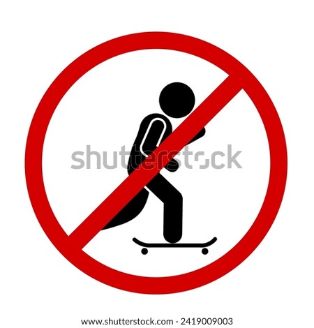 No skateboarding sign on white background. Vector illustration.

