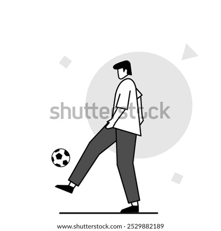 illustration of flat character juggling ball, soccer player