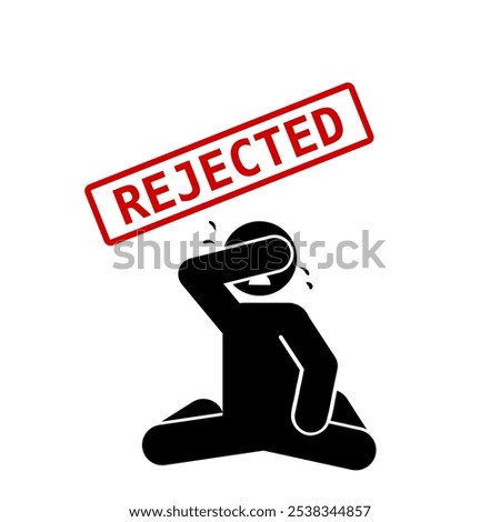 flat icon illustration of rejected sign character