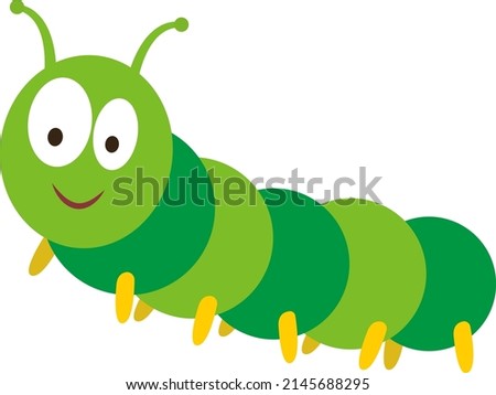 Cartoon illustration of a caterpillar on a white background.Vector illustration of a green caterpillar. The idea for a logo,coloring books, magazines, printing on clothes, advertising.