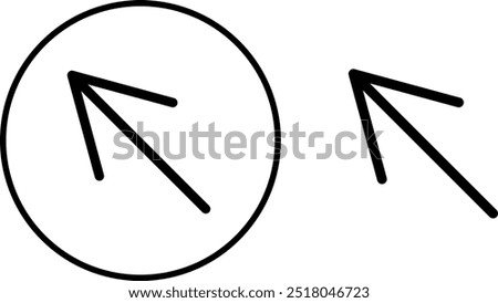 Vector icon design with an arrow pointing up to the left.A black and white icon on a transparent background. Vector illustration. Icons for infographics and social networks.