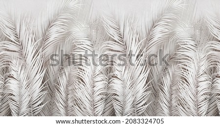 Tropical wallpaper with palm leafs on grunge background. Design for wallpaper, photo wallpaper, fresco. Stockfoto © 