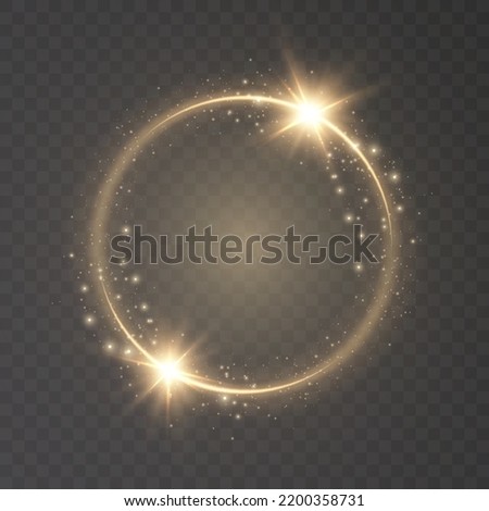Light gold circle. Round golden line light effect. Glowing golden circle with neon effect. PNG. eps vector	
