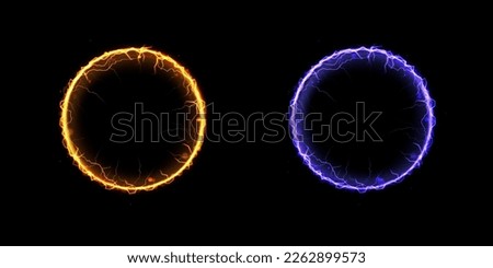 Bright ball lightning A strong electric charge of energy in one ring. Element for web design with empty space for text advertising, postcards, screensavers, websites, games. Mordor. Vector	