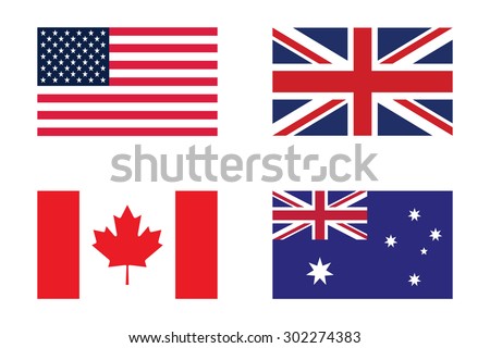 Set Of Flag : United States Of America , United Kingdom , Canada And ...