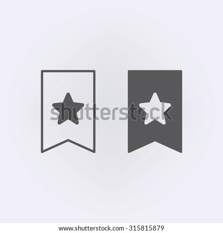 Bookmark icon set with star - favorite . Vector illustration
