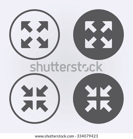 Full screen icon set in circle . Vector illustration