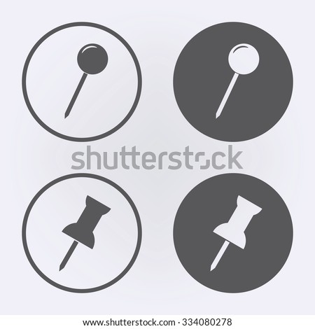 Push pin icon set in circle . Vector illustration