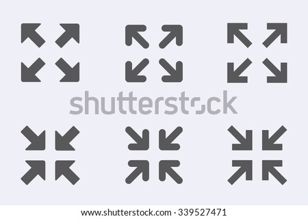 Full screen and exit full screen icon set . Vector illustration
