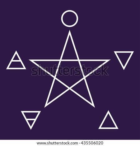 Pentagram with five elements : Spirit , Air , Earth , Fire and Water . Vector illustration