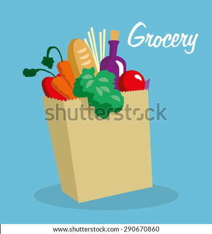 Grocery paper bag with delicious food