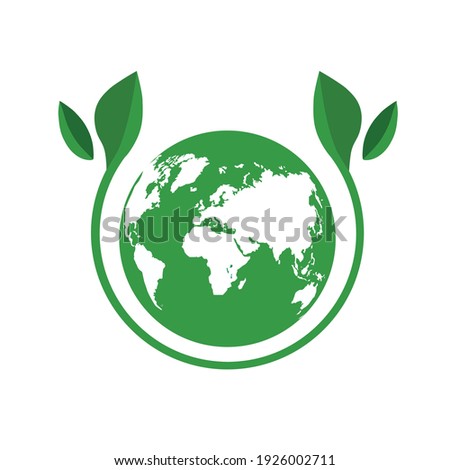 Green Planet With Leaves Symbol