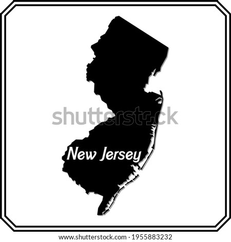 American state of New Jersey. Minimalistic black map with state name