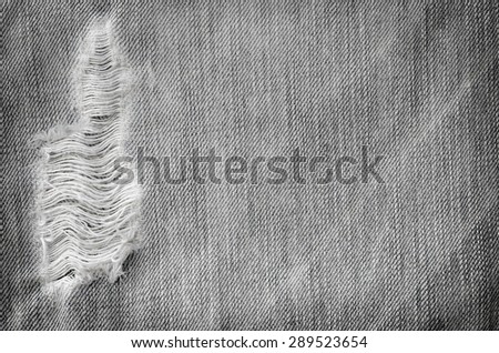 Vintage Old Denim Fabric - Ripped Jeans Pale Black and White Color Texture Background