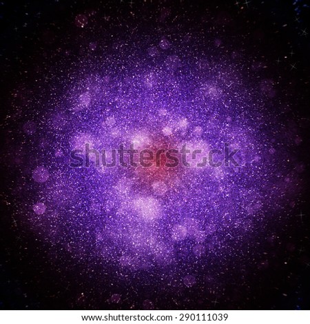 Blurred Glittering Blink Star Blast in Galaxy Circle Light Bokeh Dark Background Texture