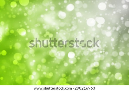 Abstract Natural Glittering Snowflake Color Pastel White and Green Bokeh Texture Background