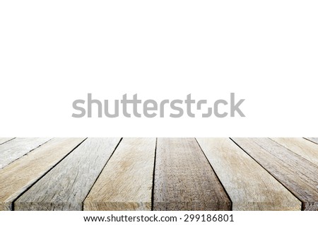 Beautiful Wooden Table Top with Clear White Background Texture - For Montage or Display Your Products or Objects