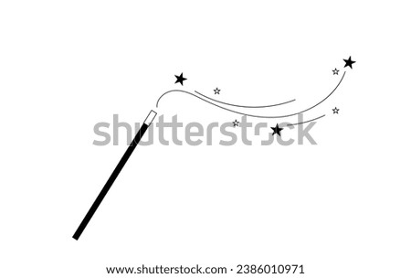 Magic Wand with Stars. Magical tricks concept vector.